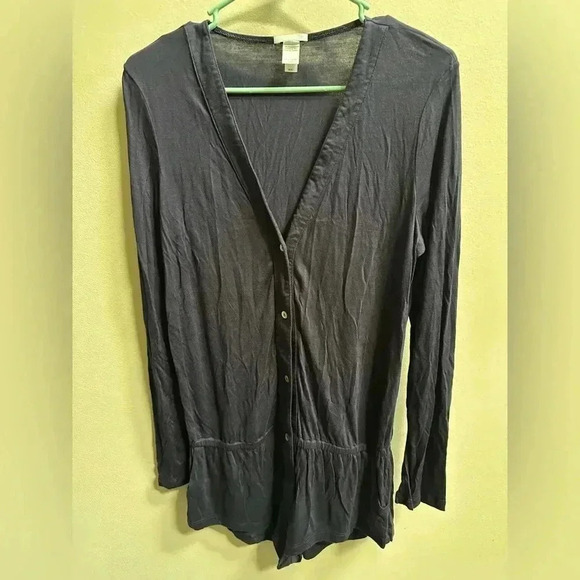 Eberjey Navy Jersey Long Sleeve Romper Pajamas Women’s M Soft Lounge One Piece - Picture 3 of 12